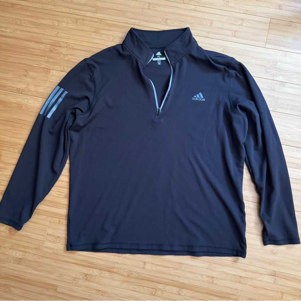 Clean Adidas Golf Classic 3-Stripe 1/4-Zip Performance Pullover XL