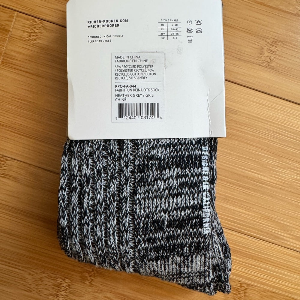 New Richer Poorer Black and Gray Over The Knee Textured Socks