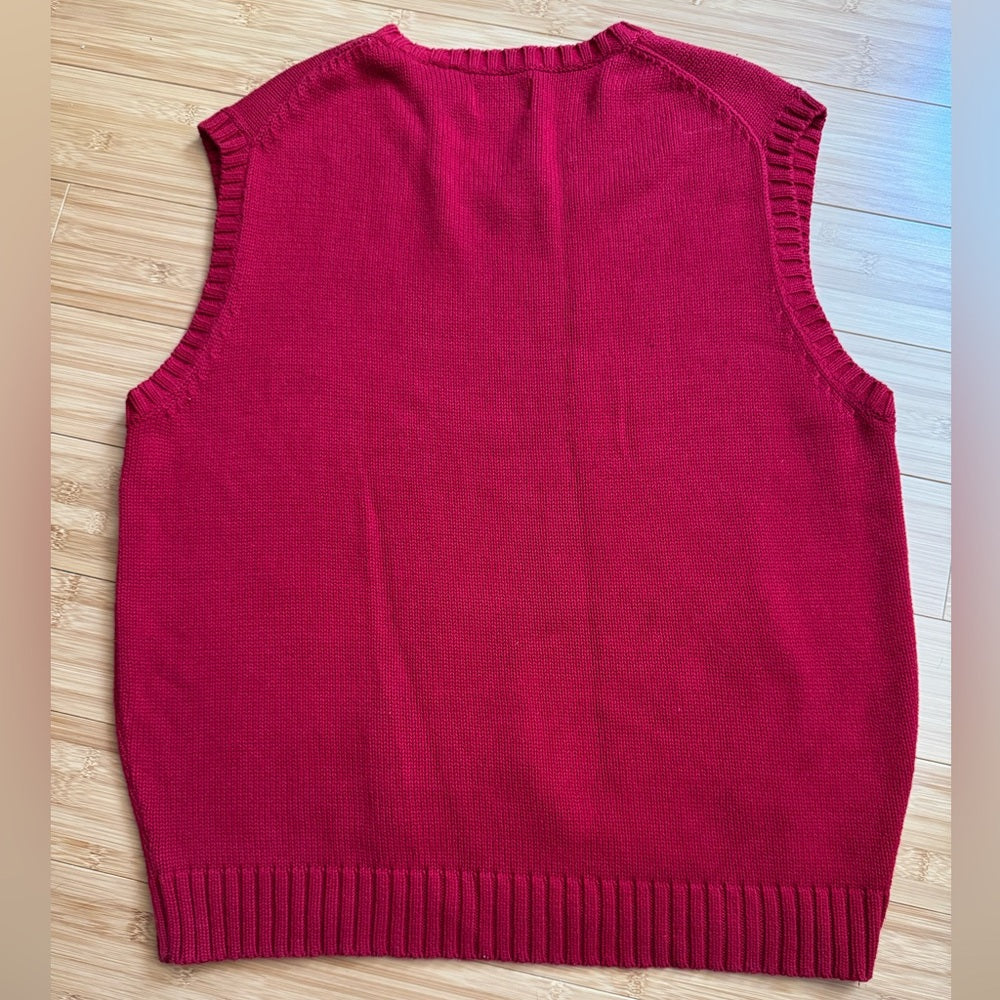 Rare 100% Cotton Red Knit and Ribbed Ohio State Buckeyes Vest size XL
