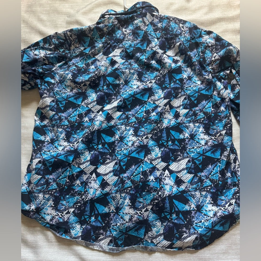 Cool Clean Robert Graham Blue Abstract Button Down Shirt Size L