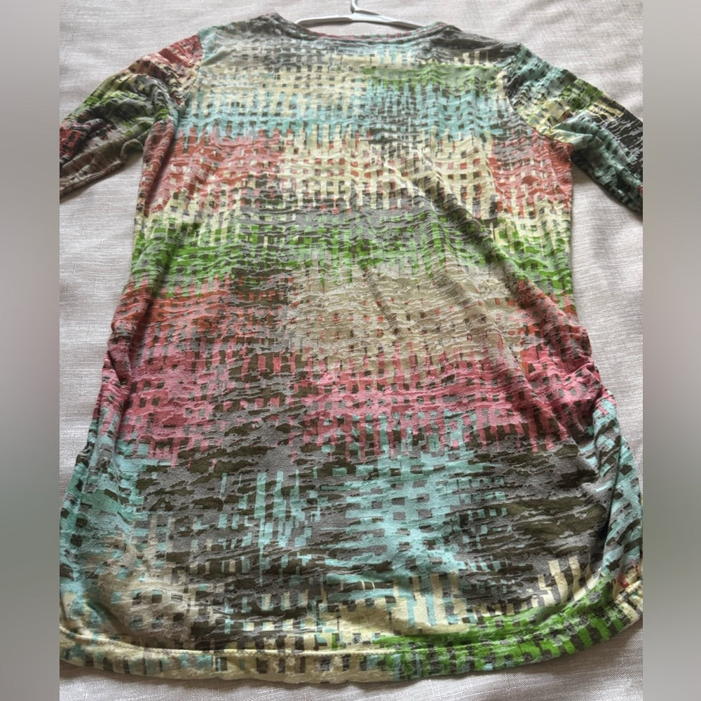 Clean Unique Colorful Tribal V-Neck Women's Abstract Long Sleeve Top