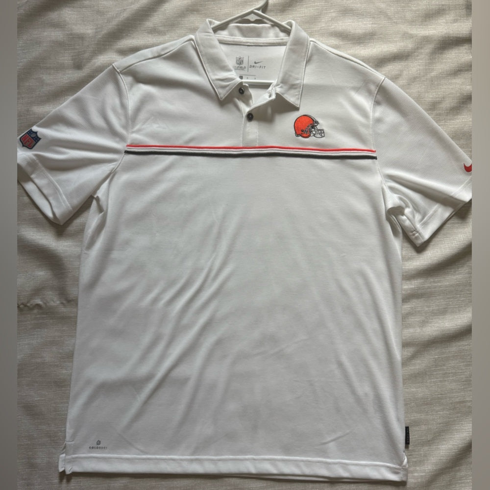 NWOT NFL On-Field Cleveland Browns Nike White Dri-Fit Polo Shirt