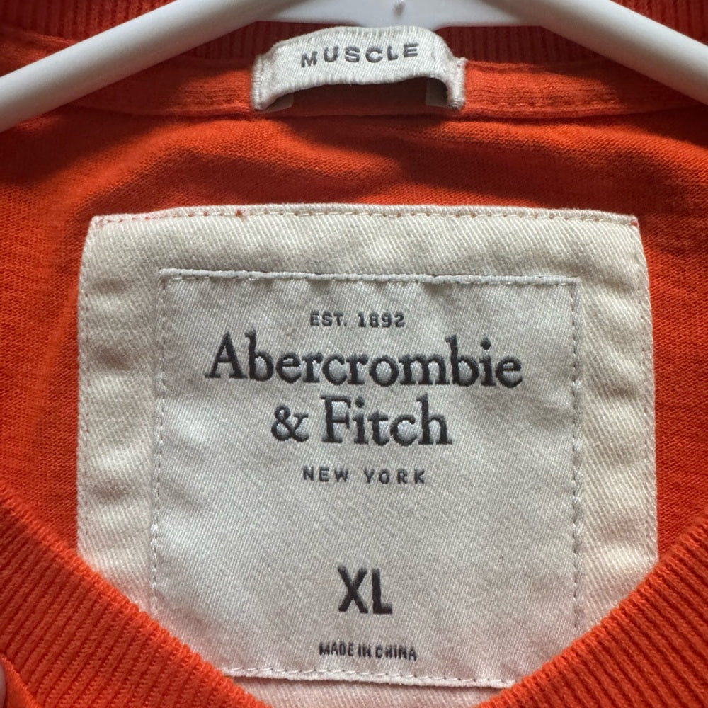 Clean Classic Abercrombie & Fitch Embroidered Bold Orange Muscle Tee Size XL
