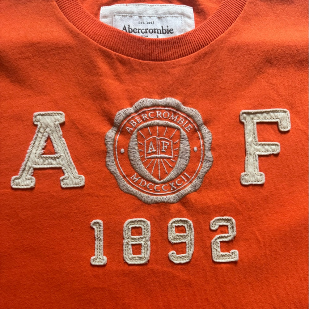 Clean Classic Abercrombie & Fitch Embroidered Bold Orange Muscle Tee Size XL