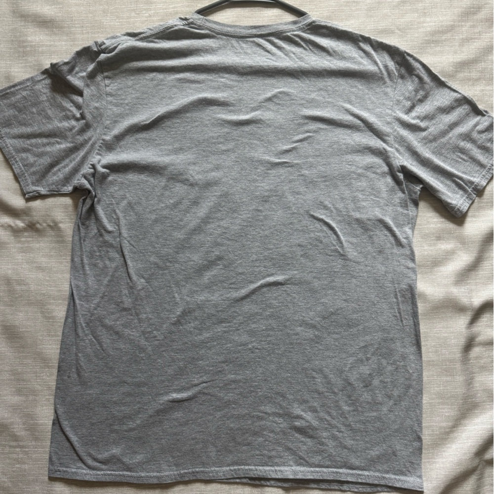 Clean Gray T-Shirt with Red and Blue AmericaFlag and Heart Graphic