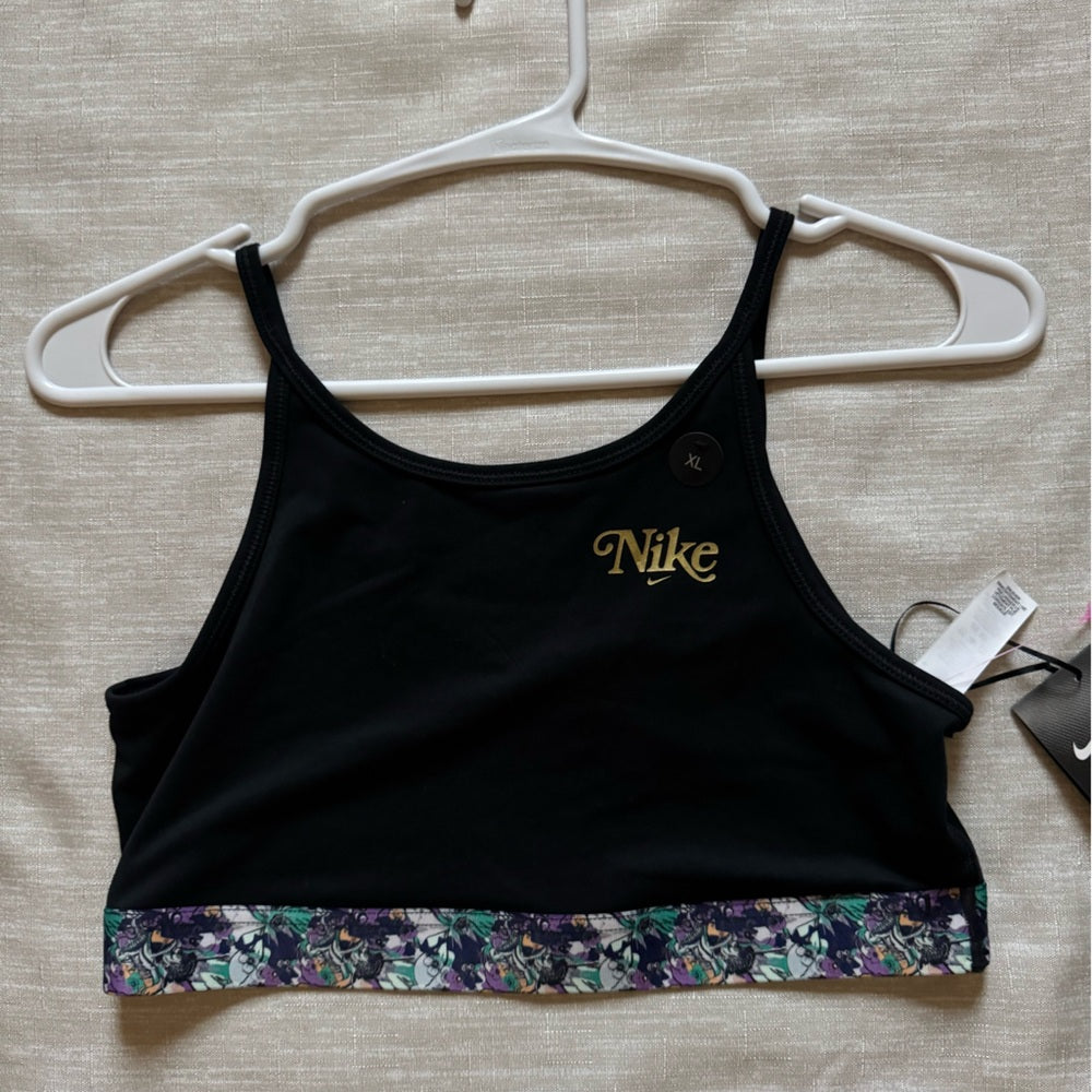 NWT Nike Dry Black and Multicolor Sports Bra Size XL