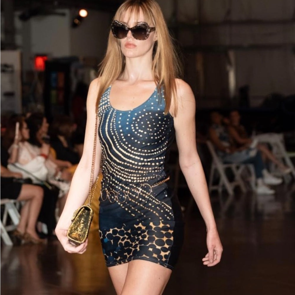 Clean Elegant 1 of 1 Logan Designer Black and Gold Women's Dress Size S