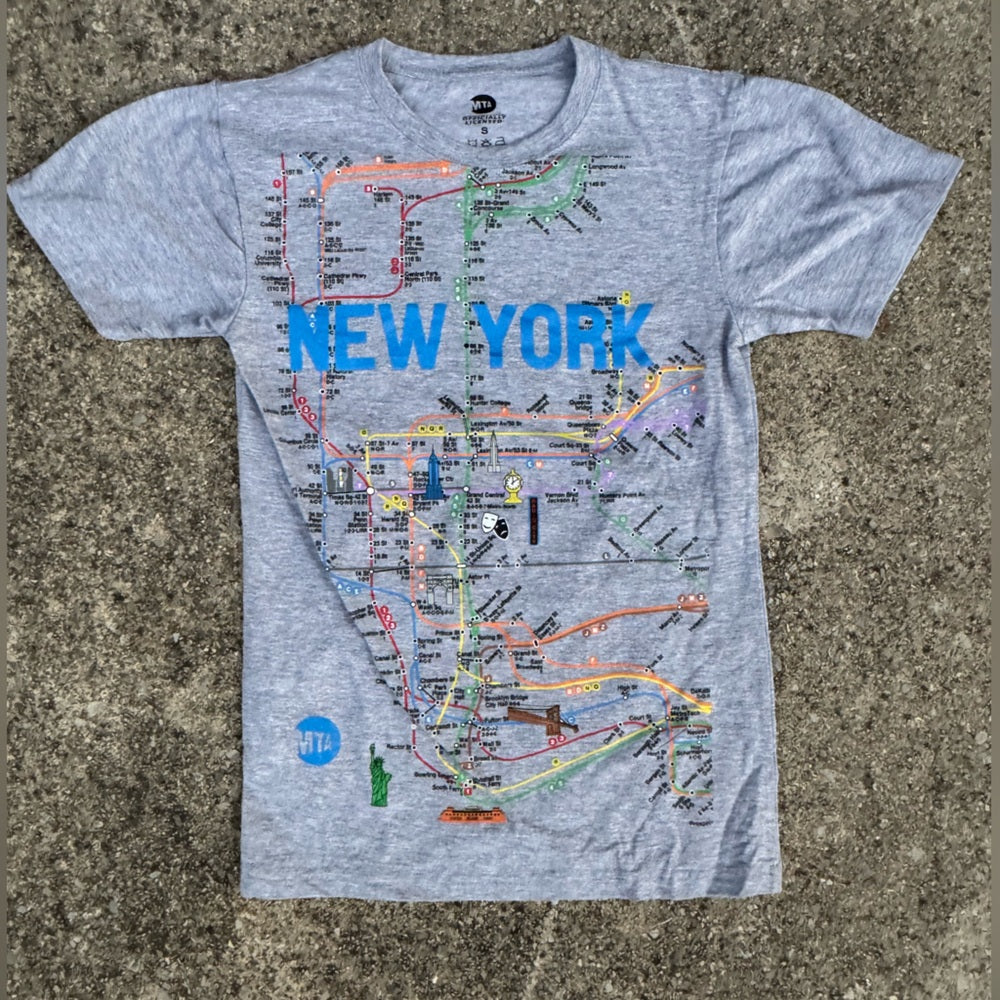 MTA Authentic Light Gray New York Subway Map Tee