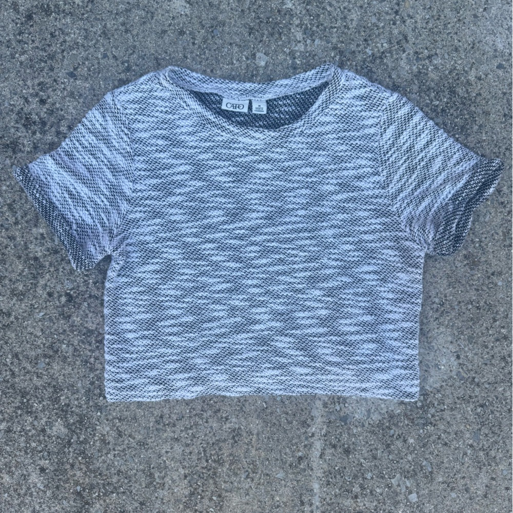Clean Cato Black and White Textured Knit Top Size M