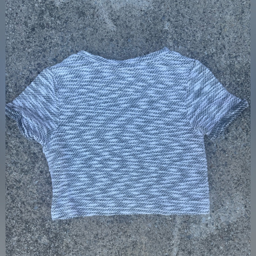 Clean Cato Black and White Textured Knit Top Size M