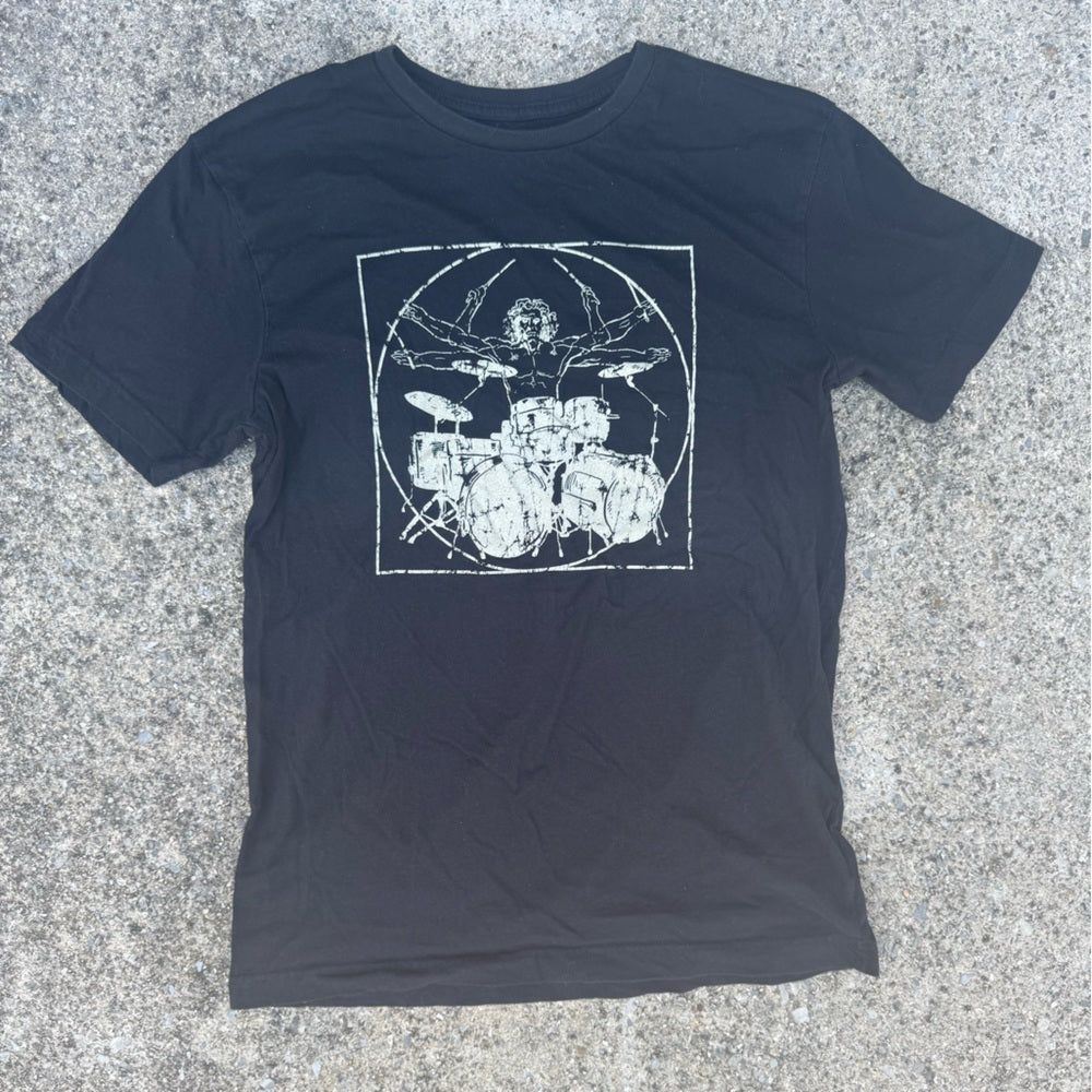 Clean Vintage Black Guerrilla Tees DaVinci Drummer Graphic T-Shirt Size M