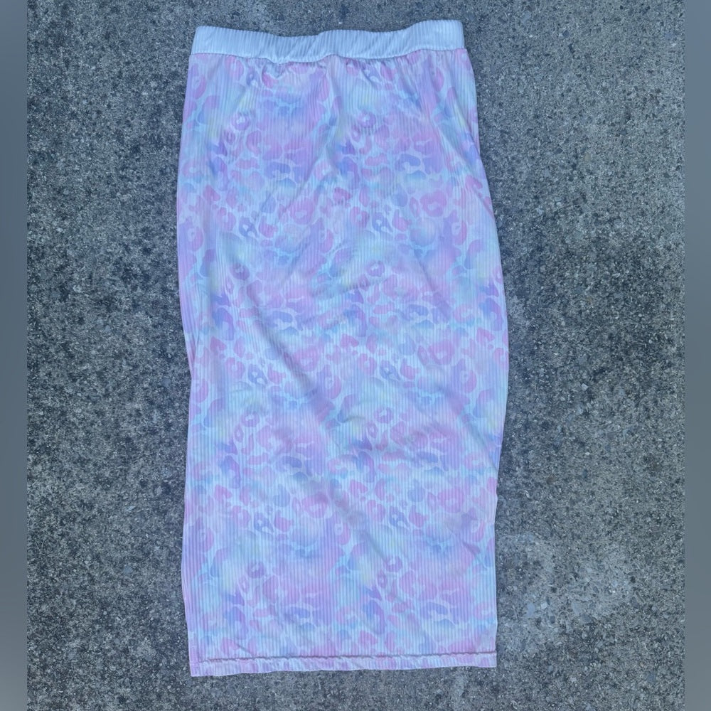 Clean Cute Designer Logan Pastel Leopard Print Women's Maxi Skirt Size S