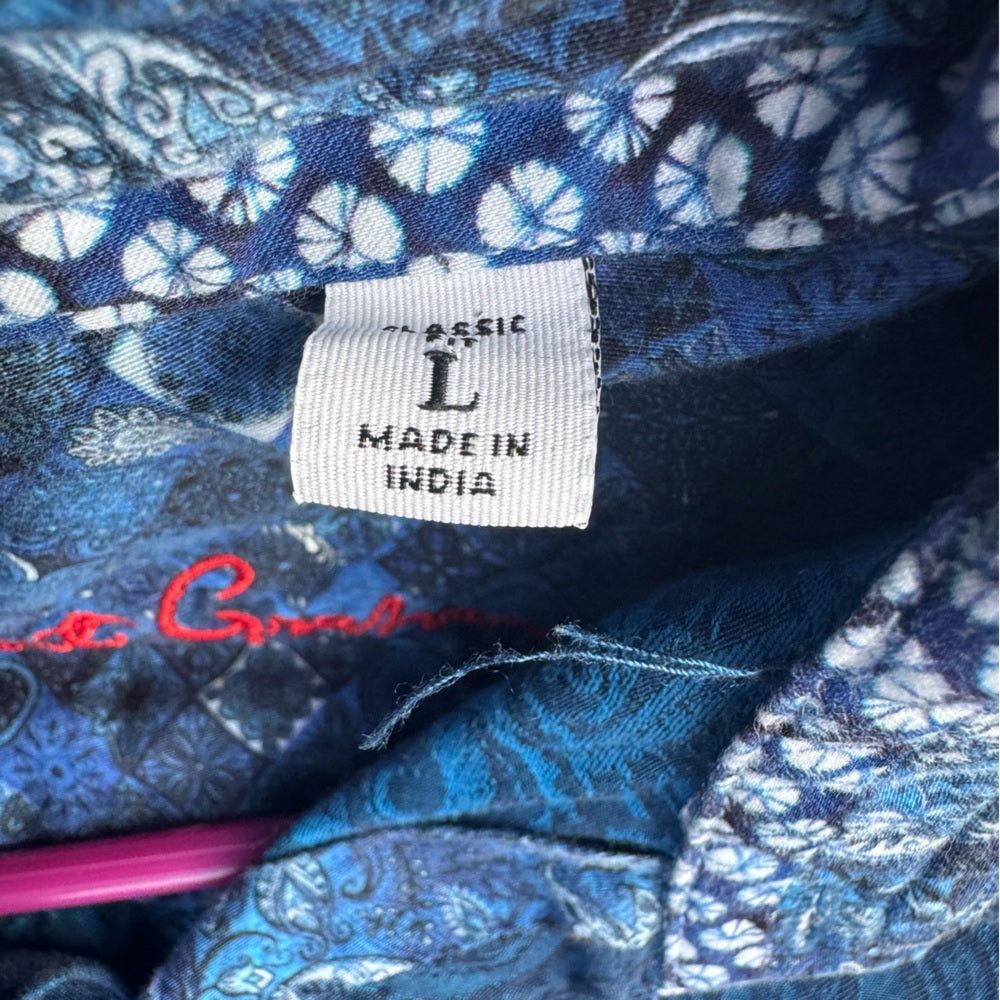 Clean Robert Graham Blue Casual Button Down Shirt Size L
