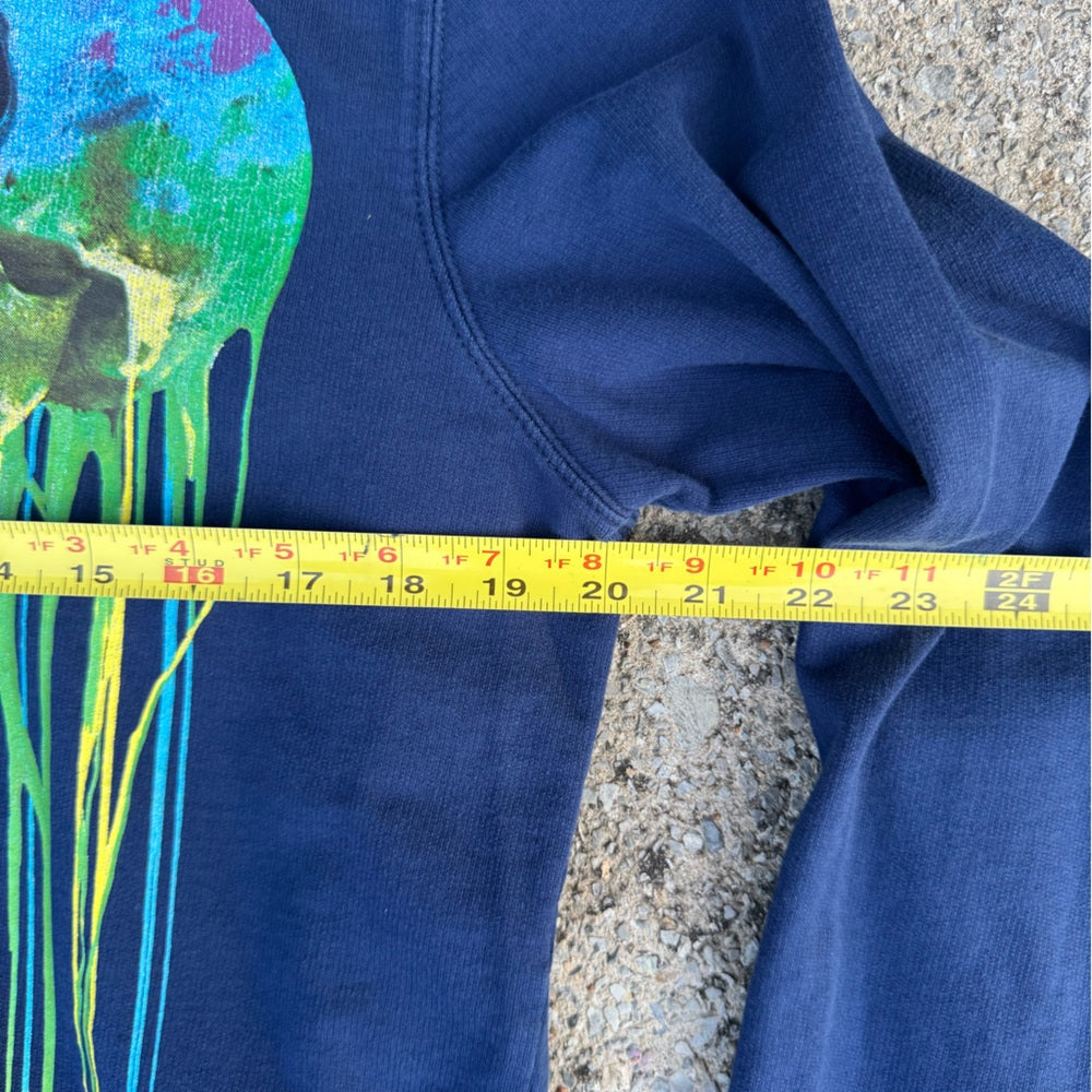 Clean Robert Graham Dripping Skull Navy Sweatshirt with Neon Accents Size M