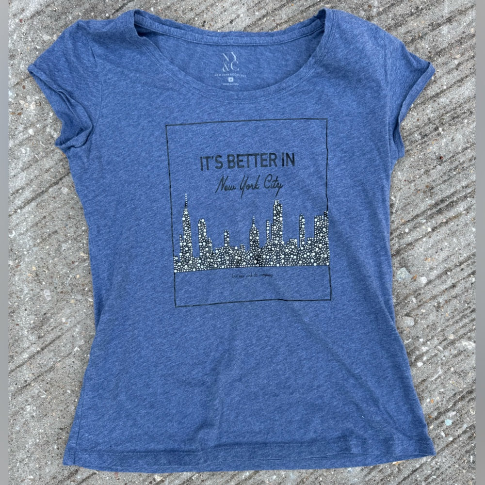 Clean New York & Company Heather Blue It’s Better in NYC Tee Size M