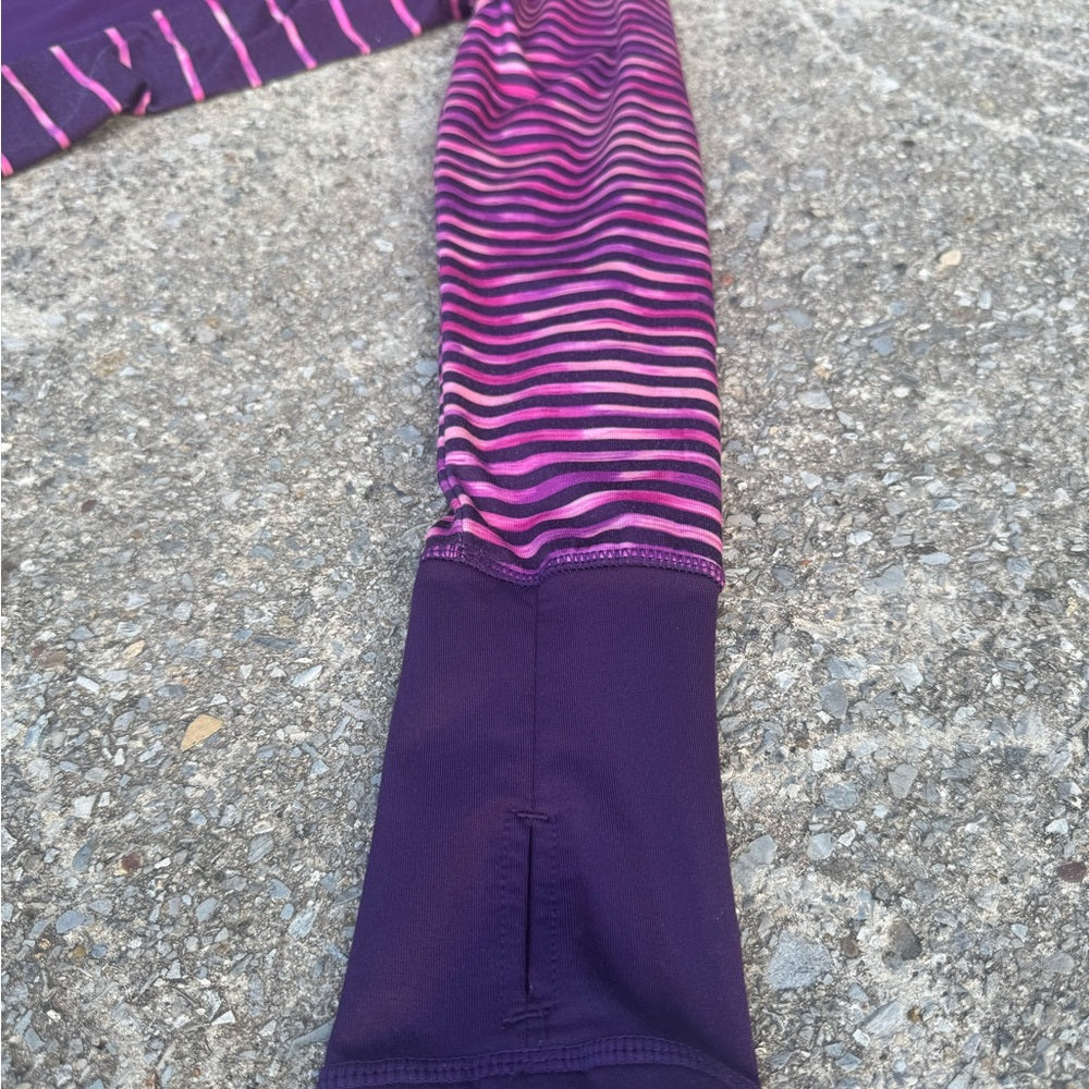 Clean and Unique Reebok Purple and White Stripey Athletic Sweatshirt Size S