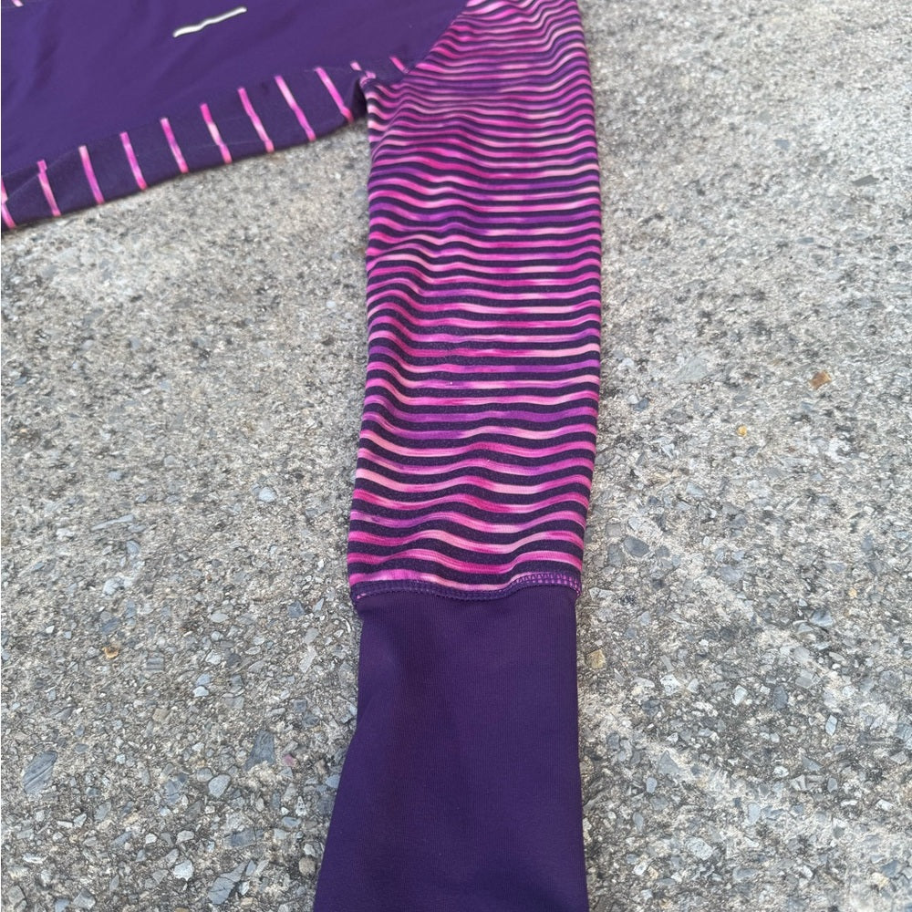 Clean and Unique Reebok Purple and White Stripey Athletic Sweatshirt Size S