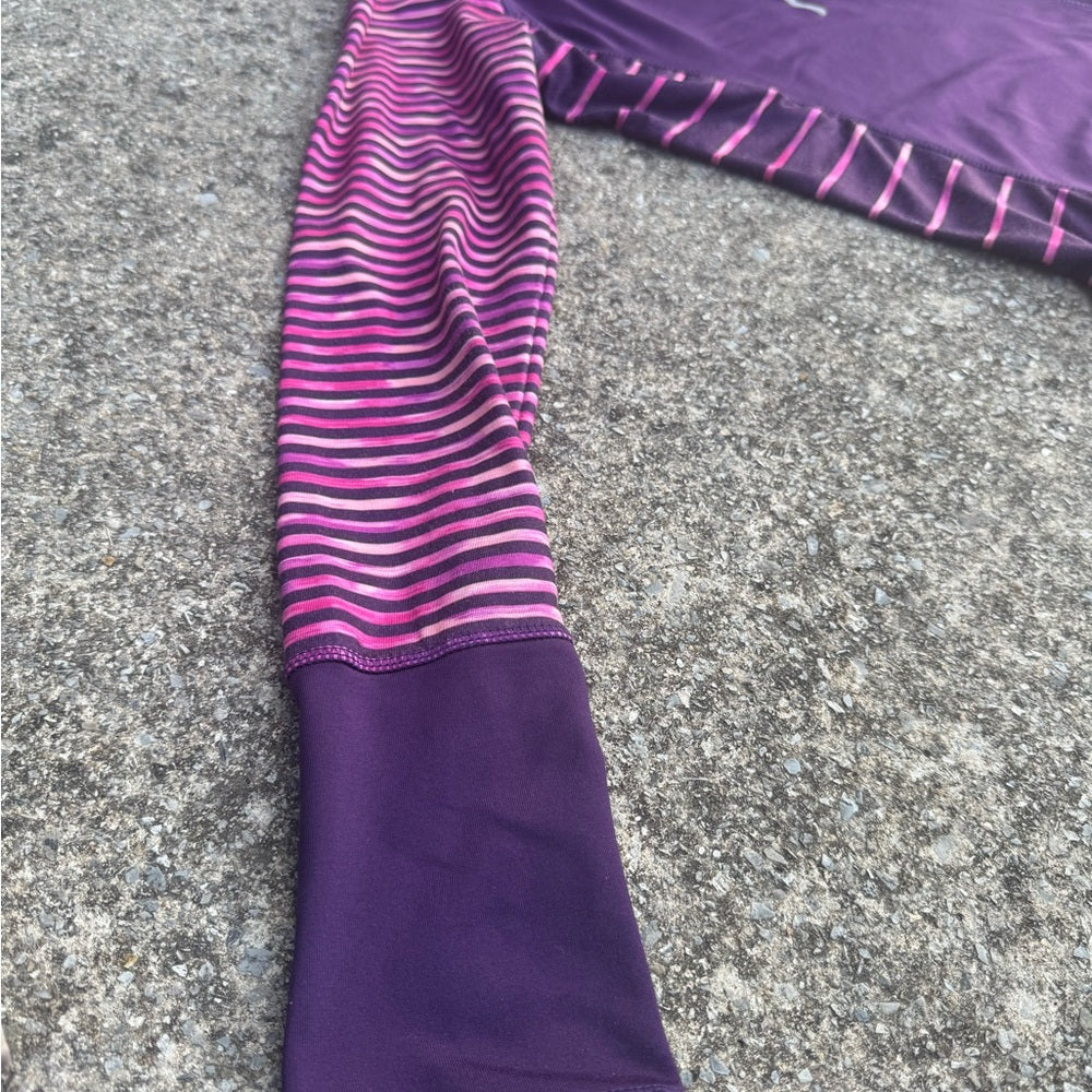 Clean and Unique Reebok Purple and White Stripey Athletic Sweatshirt Size S