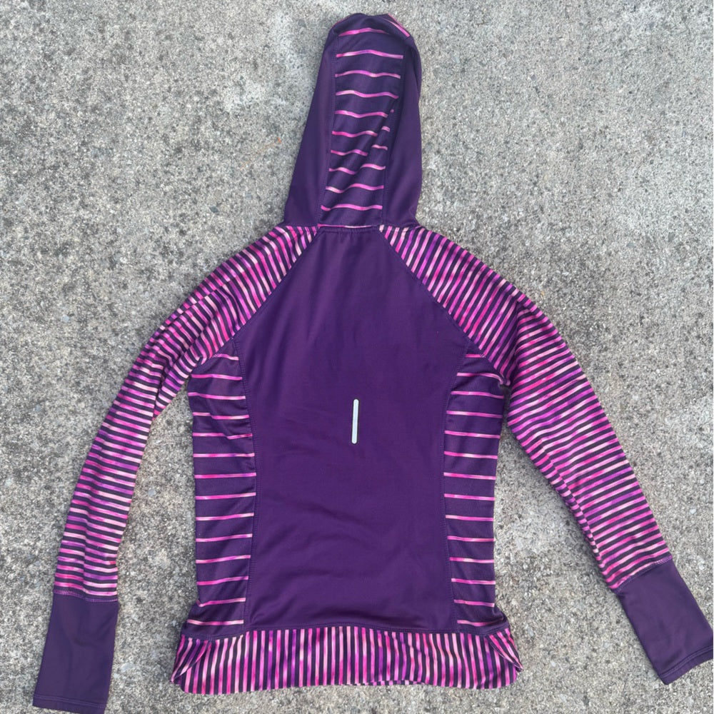 Clean and Unique Reebok Purple and White Stripey Athletic Sweatshirt Size S