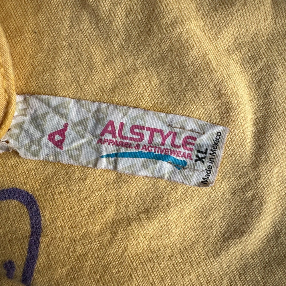 Clean Alstyle Yellow Tee with Pink and Purple Faith Over Fear Graphic Size XL