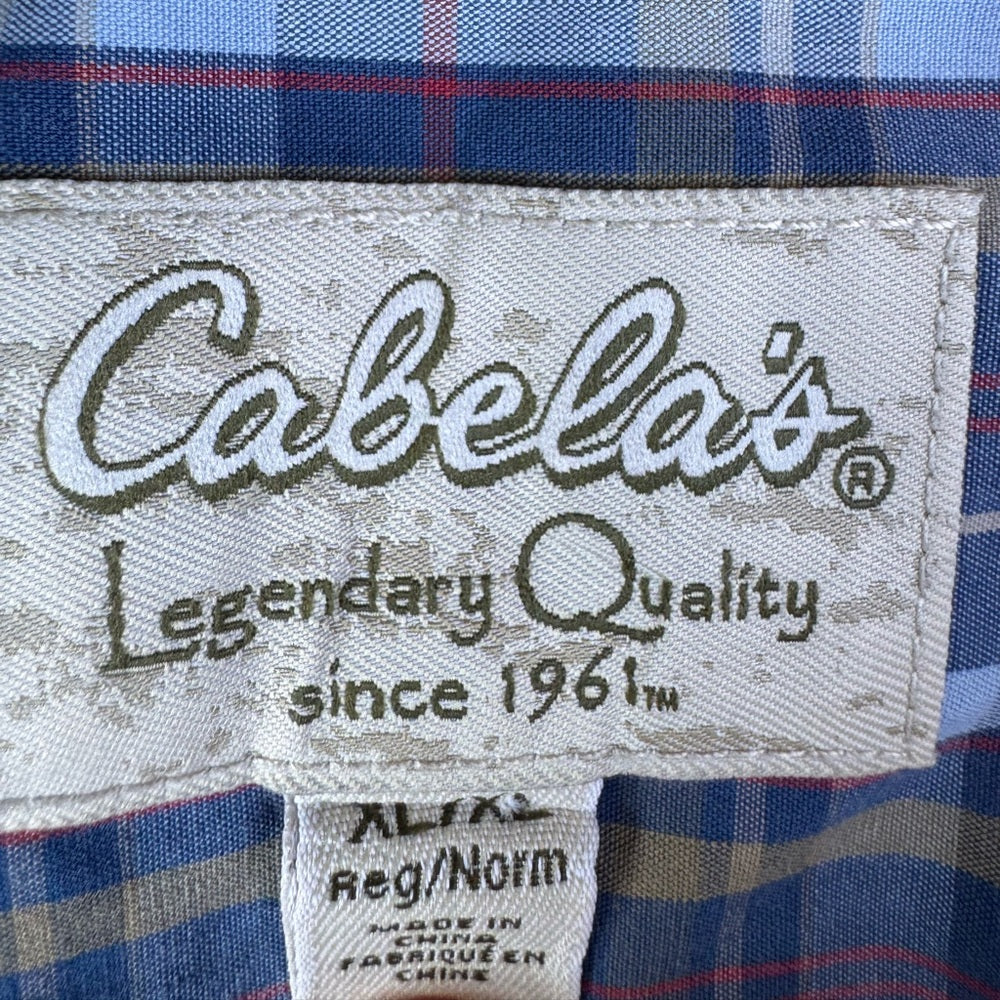 Clean Classic Cabela's Blue and Red Plaid Shirt Very Nice Comfy Size XL
