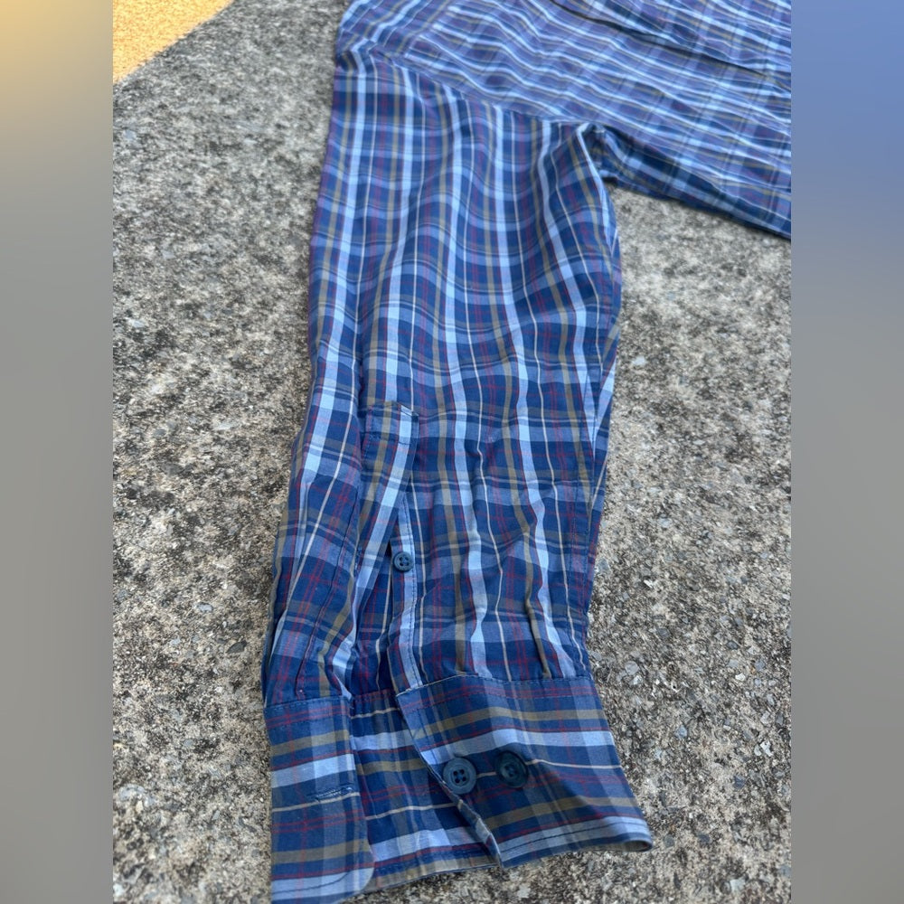 Clean Classic Cabela's Blue and Red Plaid Shirt Very Nice Comfy Size XL