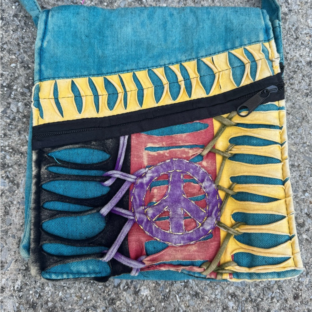 Cool Colorful Unique Peace Patchwork Crossbody Messenger Style Bag