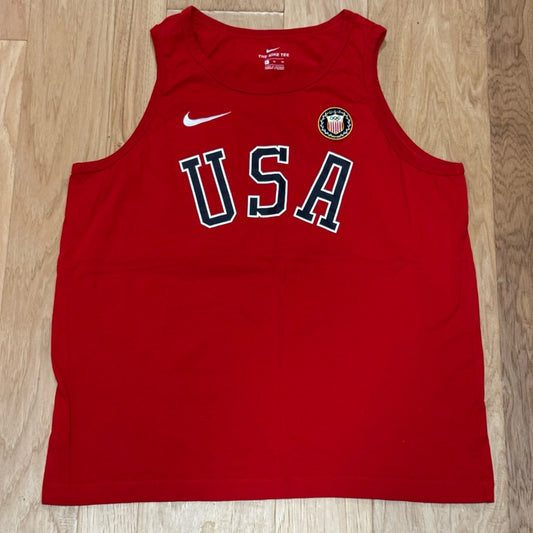 Clean Nike Red Team USA Olympics Embroidered Performance Tank Top with Team Logo