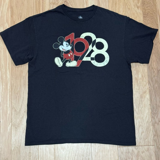 Vintage Disney Black Mickey Mouse 1928 Collectors Cotton T-Shirt