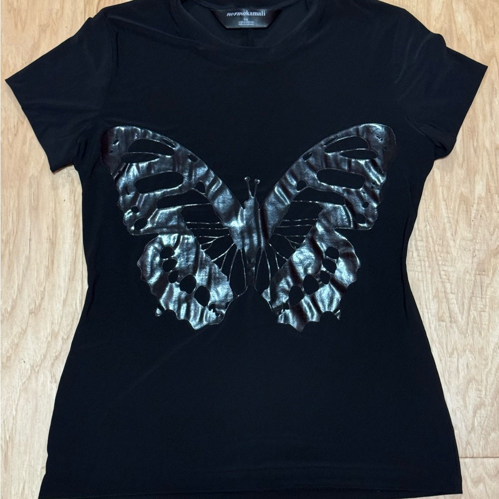 Clean Norma Kamali Black Butterfly Graphic Tee