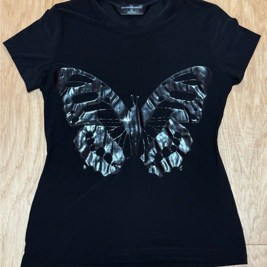Clean Norma Kamali Black Butterfly Graphic Tee