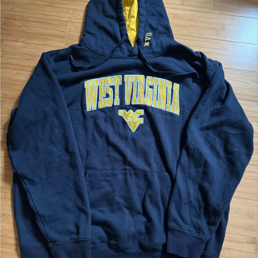 Clean Embroidered West Virginia Navy Blue Hoodie