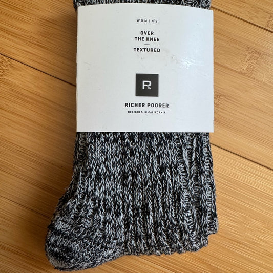 New Richer Poorer Black and Gray Over The Knee Textured Socks