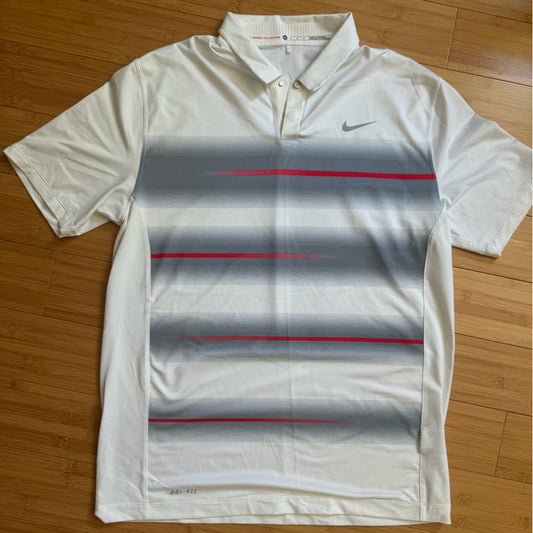 Unique Tiger Woods Collection Nike Dri-Fit White Polo Shirt Size M