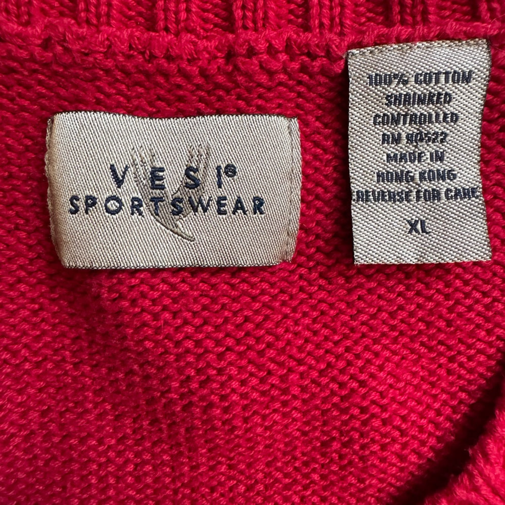 Rare 100% Cotton Red Knit and Ribbed Ohio State Buckeyes Vest size XL