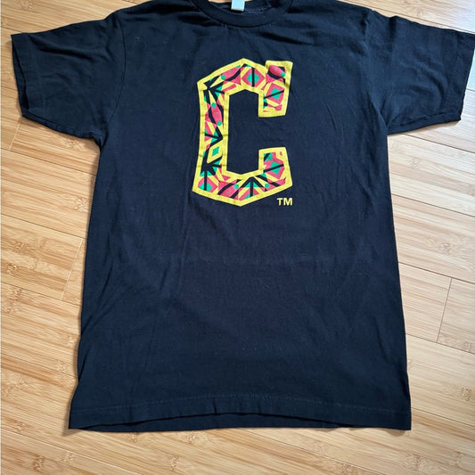 Clean Black T-Shirt with Colorful Cleveland 'C' Design