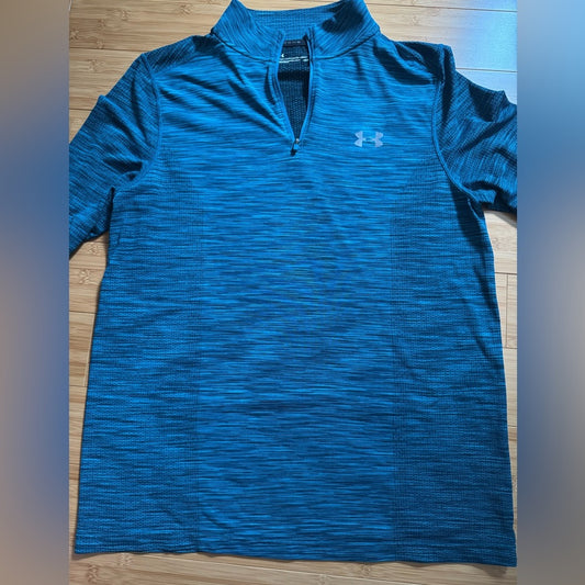 Clean Threadborne Under Armour Men's Striped Blue Casual Shirt Size L