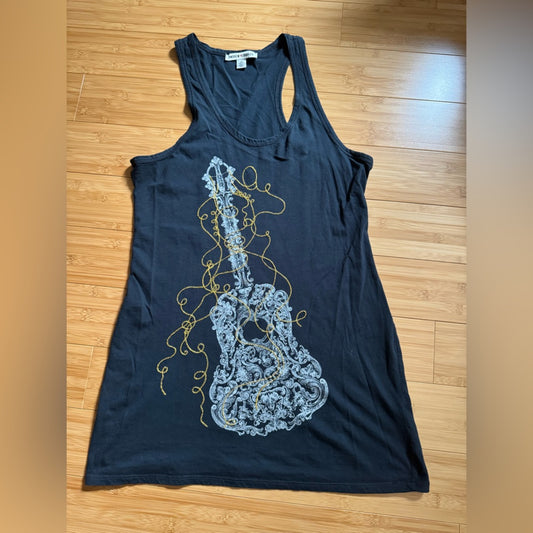 Clean Andrew Charles Black Creative Guitar Women’s Tank Top Size M