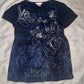 Beautiful Clean Unique Christopher & Banks Navy Petite Floral Graphic Top