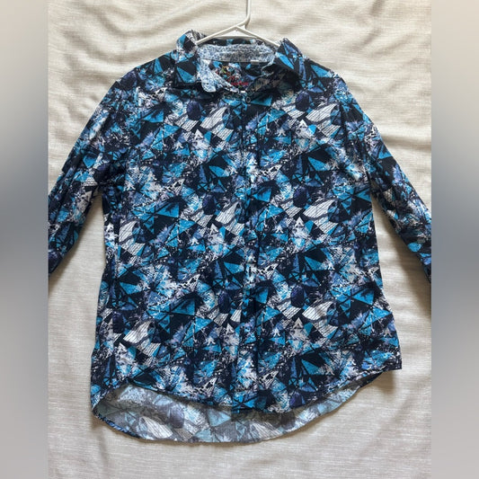 Cool Clean Robert Graham Blue Abstract Button Down Shirt Size L