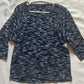 Clean B.L.E.U. Navy and White 3/4 Sleeve Knit Top