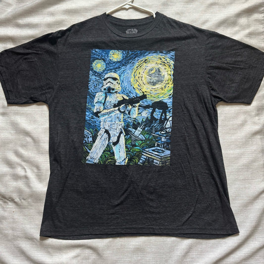 Unique Vintage Star Wars Starry Night Dark Gray Graphic Tee Size XL