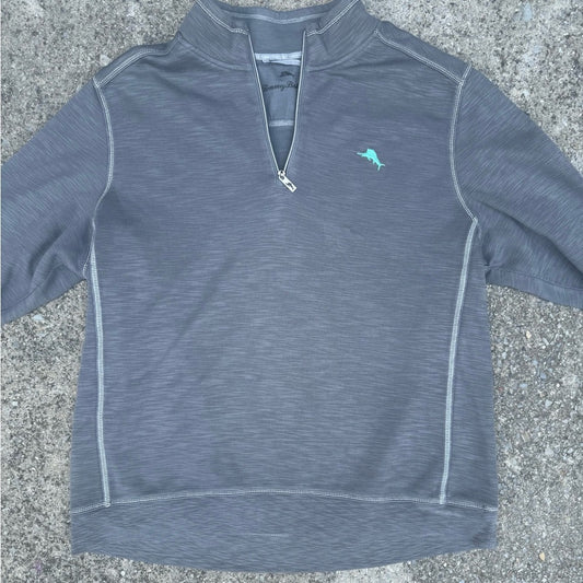 Clean Tommy Bahama Gray 1/4 Zip-Up Sweater Size XXL