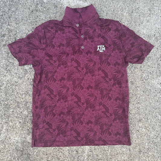 Unique Tommy Bahama Texas A&M Champions Burgundy Patterned Polo Shirt size M