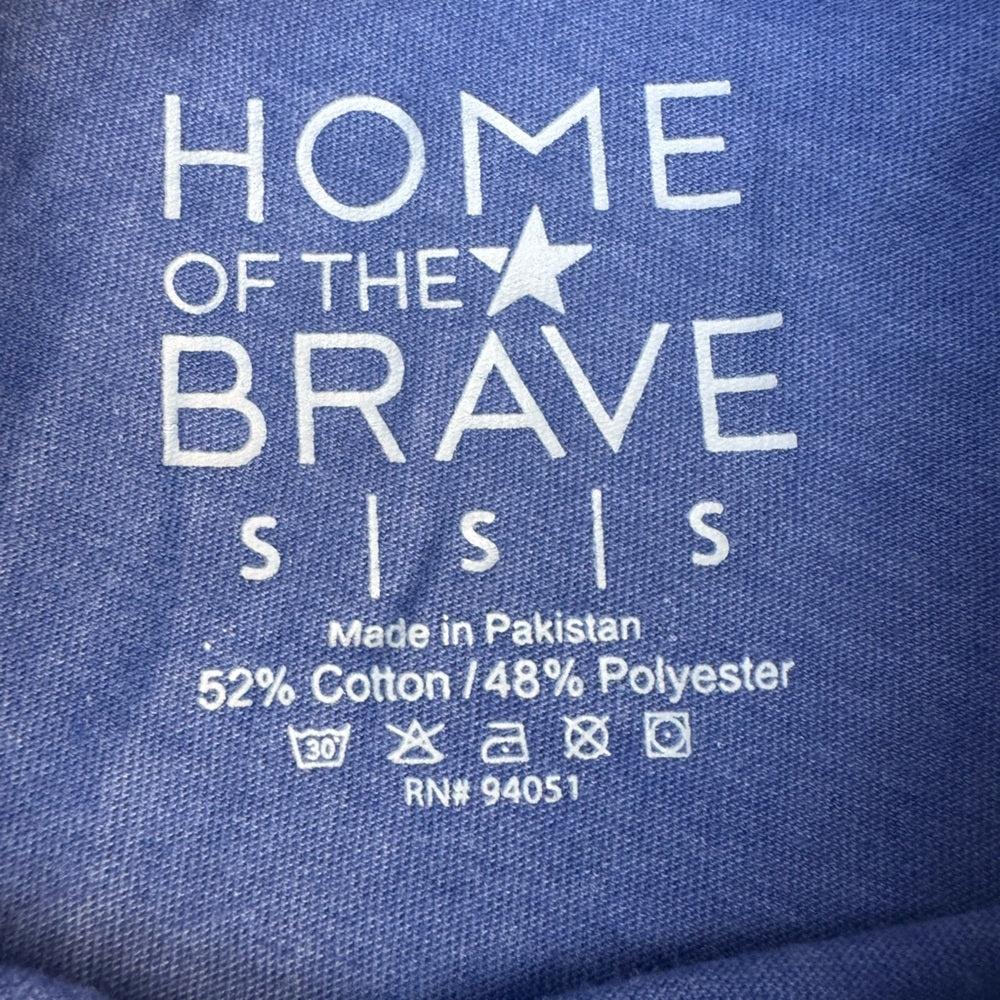 Clean Home of the Brave Blue Graphic T-Shirt with Eagle and Stars Size S