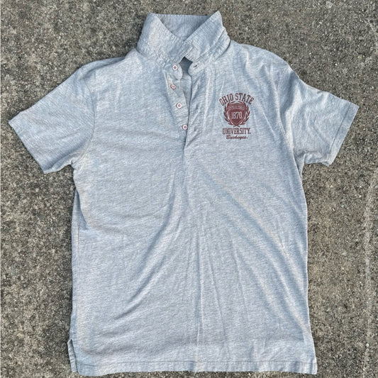 Clean Ohio State University Gray Polo Shirt