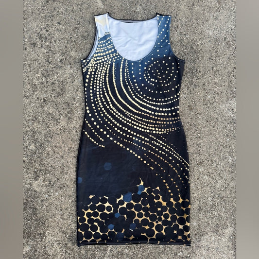 Clean Elegant 1 of 1 Logan Designer Black and Gold Women's Dress Size S