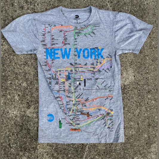 MTA Authentic Light Gray New York Subway Map Tee