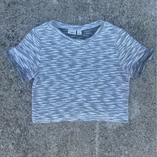 Clean Cato Black and White Textured Knit Top Size M
