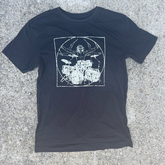 Clean Vintage Black Guerrilla Tees DaVinci Drummer Graphic T-Shirt Size M